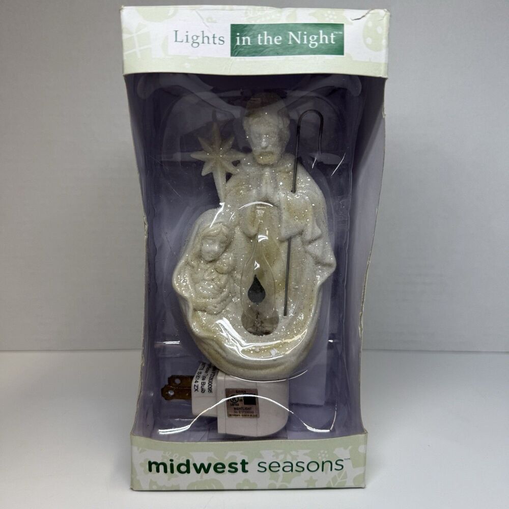 Midwest Seasons Mary Joseph Baby Jesus Nativity Scene White Nightlight New